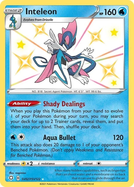 Inteleon SV027/SV122 Shining Fates Holo Shiny Vault Pokemon Card NM