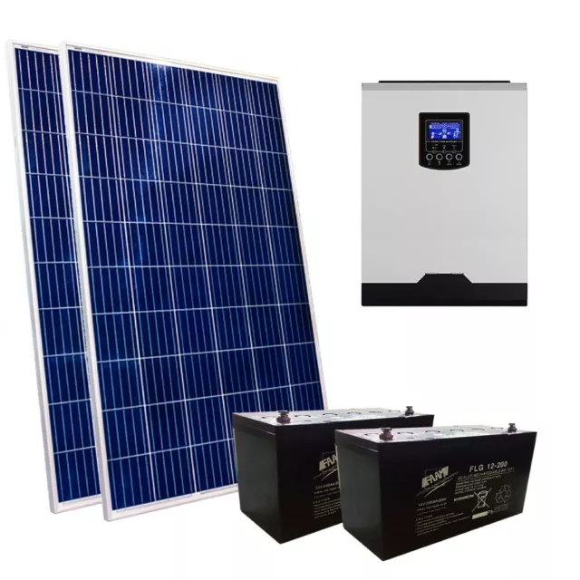 Kit fotovoltaico con baterías 1KWp con inversor híbrido 2400W UPS