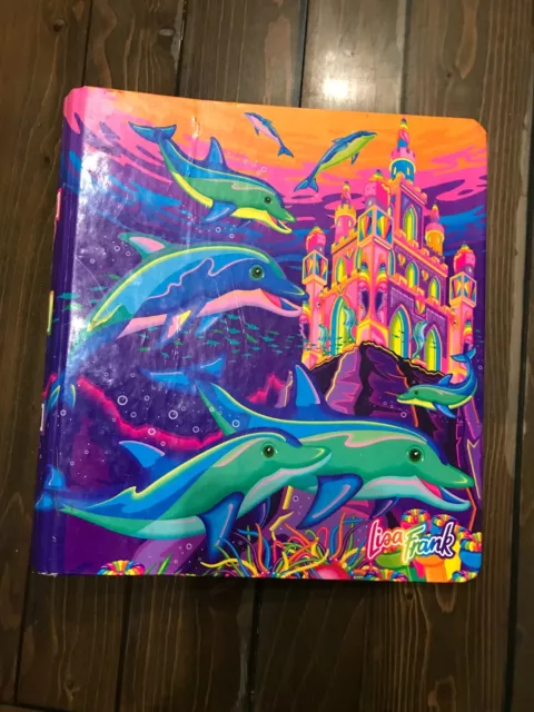 Vintage Lisa Frank 3 Ring Binder Fantasea Castle Dolphins Hard Cover VTG 90s