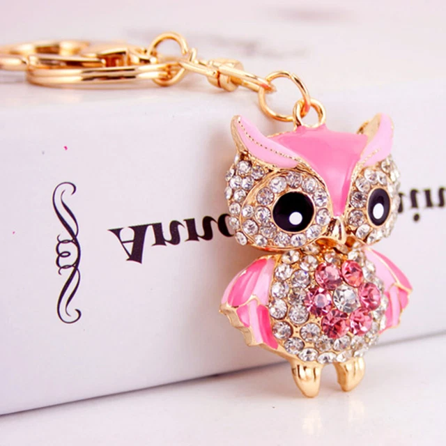 Divertente portachiavi bambini strass gufo decorazione da appendere