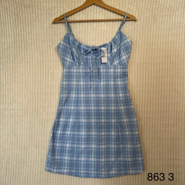 brandy melville blue plaid dress Adjustable Lace Back Dress main image 0