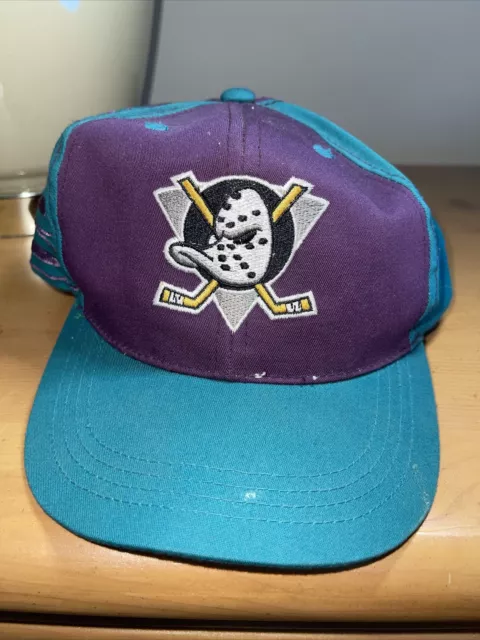 Vintage 1990s Mighty Ducks Two Tone Hockey Puruple 90s Y2K Snapback Baseball Hat