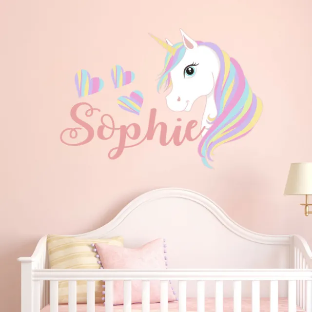 Unicorn wall stickers for bedroom Personalised name wall sticker for girls Decal