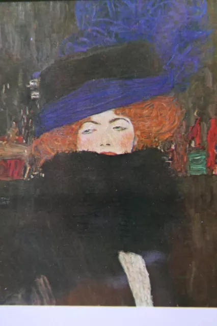 1 Kunstkarte  Gemälde von Gustav Klimt Dame mit Hut   KL