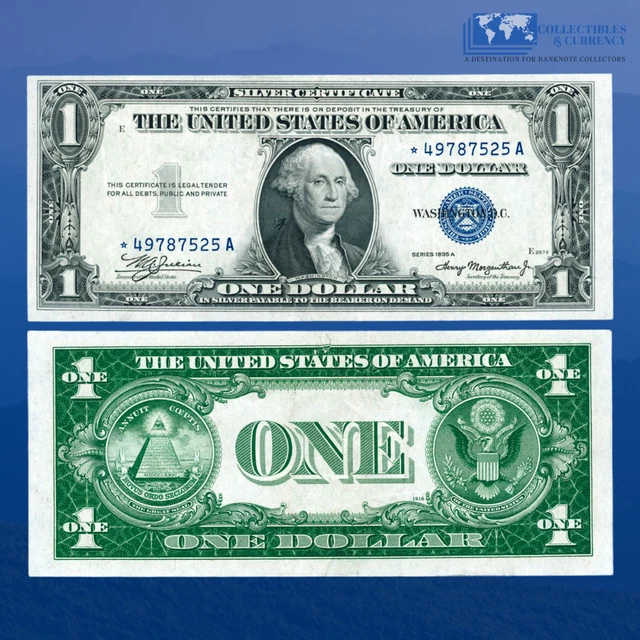 Fr.1608* 1935A $1 One Dollar Bill Silver Certificates Star Notes, AU #87525