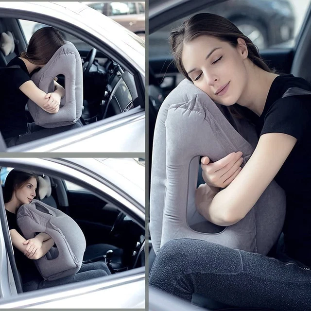 Inflatable Travel Sleeping Pillow Portable Chin Support Rest Airplane Plane Car 5