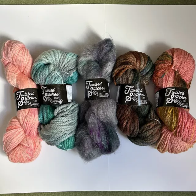 5 X 100g Hand Dyed Luxury British Knitting Yarn Merino Wool Alpaca Silk