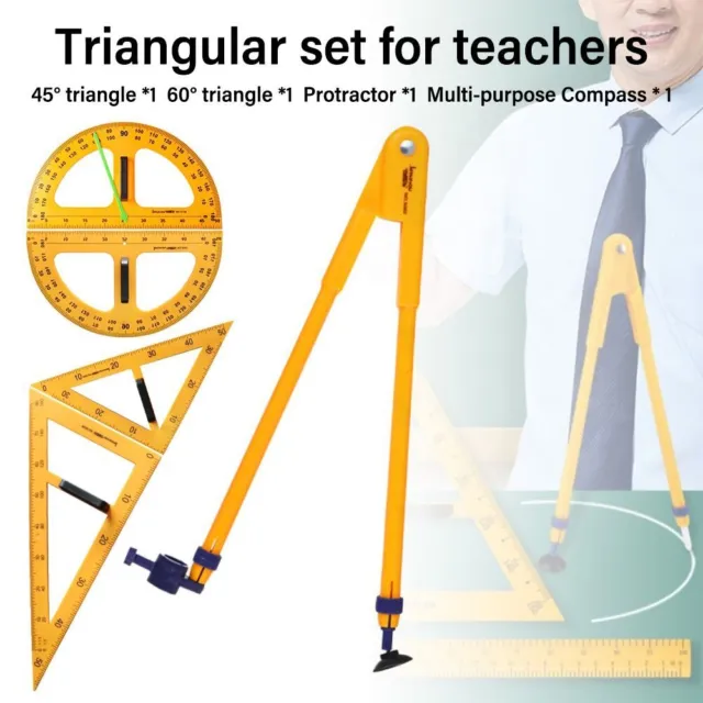 Math Geometry Ruler Teaching Supplies Angle Measurement Measuring Rulers Tool for Blackboard White Board Classroom Teachers Drawings , 1 Piece