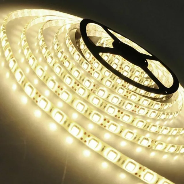 5m 10m 20m 12V 24V SMD 5050 LED Stripe Streifen Band Leiste Licht warmweiss IP20