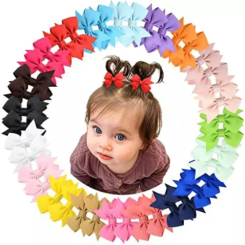 40PCS 2 Inch Baby Hair Bows Clips for Girls Grosgrain Ribbon Fully Lined Infant