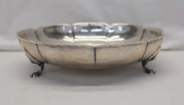 Karl Leinonen ARTS & CRAFTS Sterling Silver HAND HAMMERED Footed Bowl SCARCE