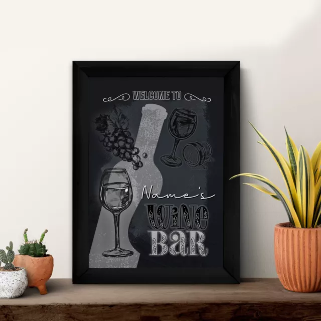 Personalised Wine Bar - A4 Metal Sign Print- Frame Options Available