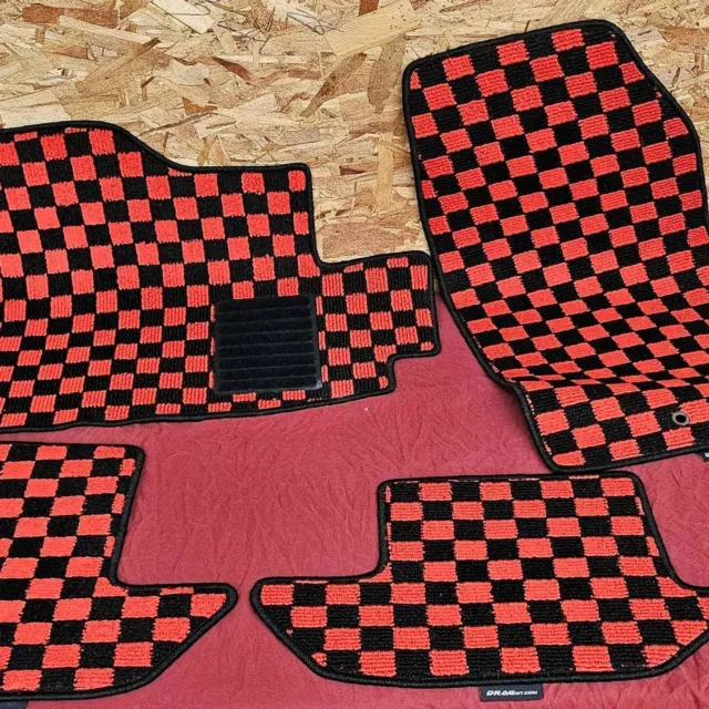 Brand New R35 GTR Checkerboard Floor mats cloth liners Red Black Nissan