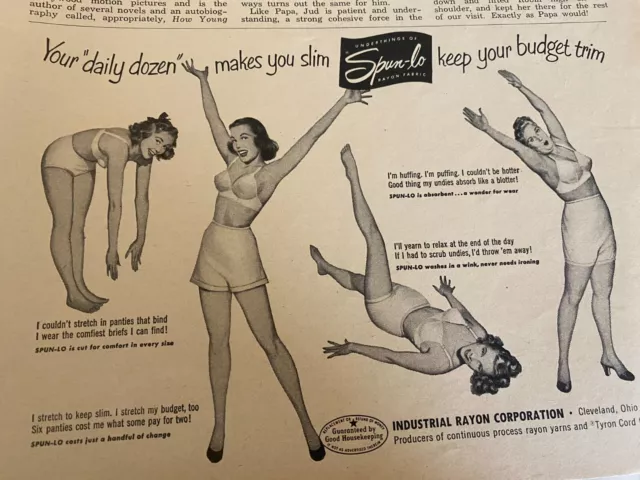 1952 VINTAGE AD SPUN LO Women's Rayon Panties, Undies, Pinup style