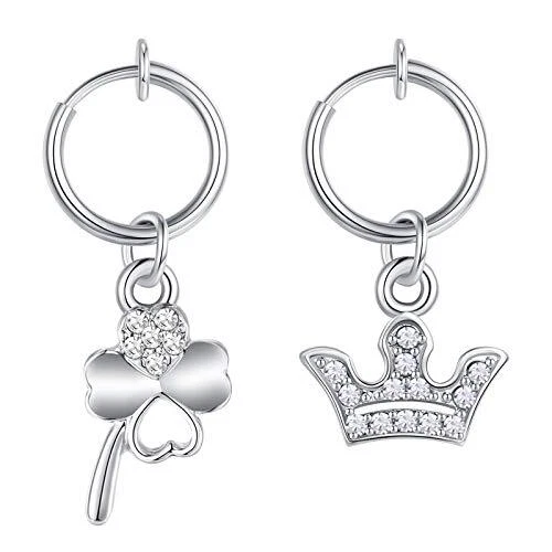 Crdifu 2 pièces Argent Faux Anneaux de Ventre Non percé Ventre hélice Nez Boucle