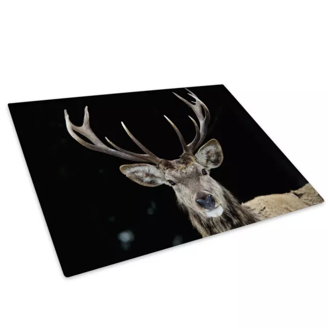 Black Stag Deer Grey White Glass Chopping Board Kitchen Worktop Saver Protector