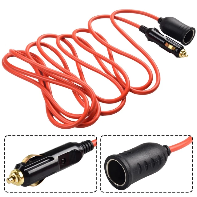 Câble Extension Allume-Cigare 12V/24V Avec Pinces Crocodile - 0.6m, 16AWG, Fusible 15A