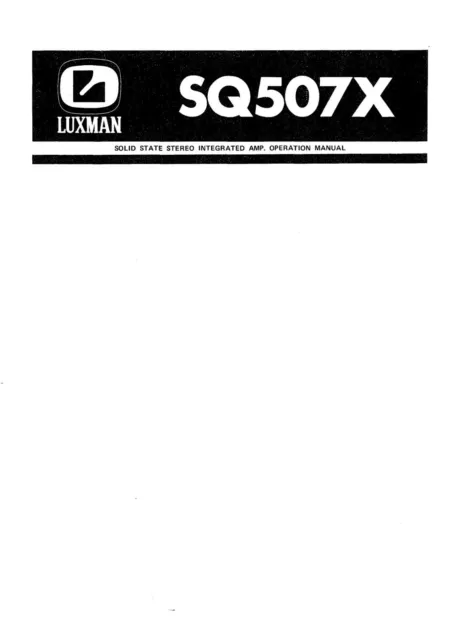 Bedienungsanleitung-Operating Instructions pour Luxman SQ-507 X