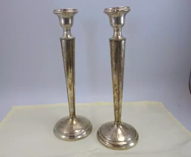 VINTAGE PAIR WEIGHTED STERLING SILVER 10" N.S. Co CANDLE STICK HOLDERS 734g TW