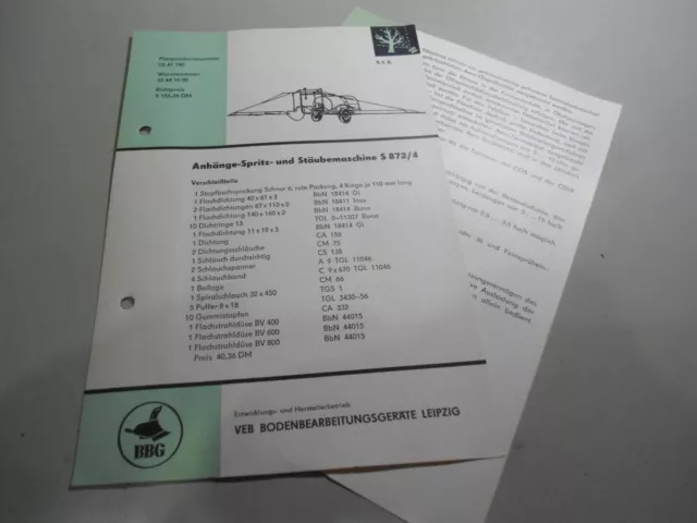 Datenblatt Prospekt Landwirtschaft DDR Anhänge-Spritz-und Stäubemaschine