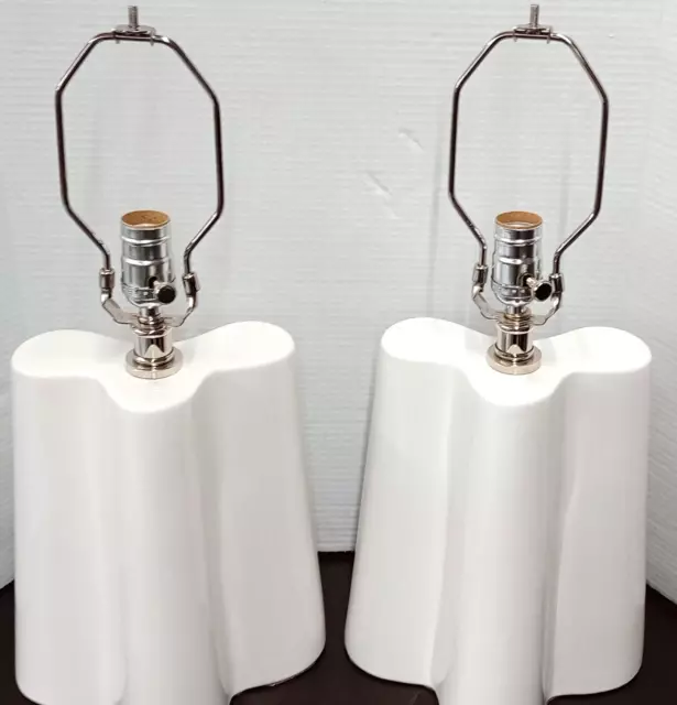 Pair Of (2) Rare White Table Lamps By Robert Abbey - Accent - Discontinued