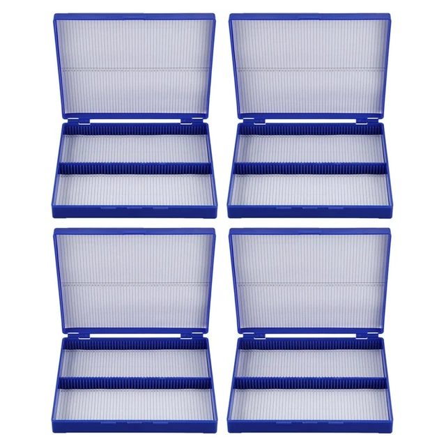 4X Royal  Plastic Rectangle Hold 100 Microslide Slide Microscope BoX K6L6