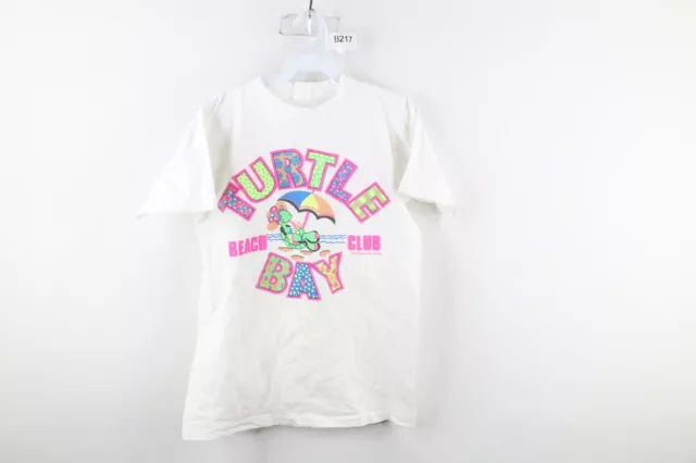 Vintage 90s Streetwear Womens Medium Spell Out Turtle Bay Beach Club T-Shirt