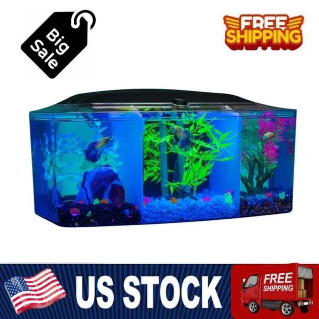3 Gallons Betta Trilogy Aquarium Fish Tanks Includes LED Lights and Filter Home