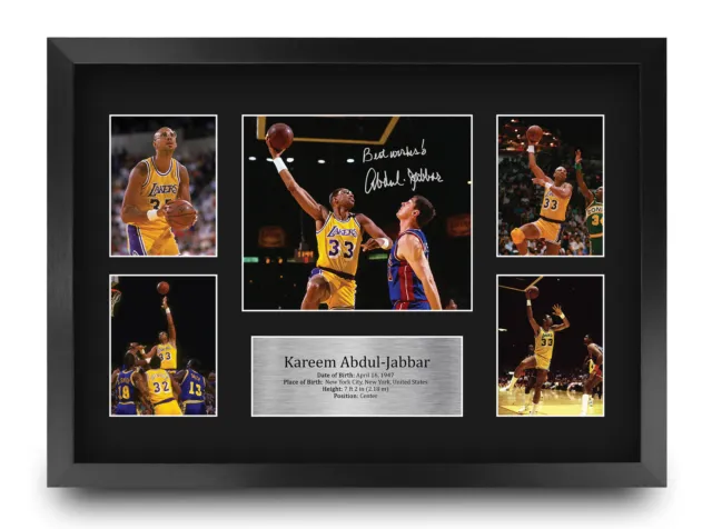 Kareem Abdul-Jabbar LA Lakers Framed Autograph A3 Picture for Basketball Fans