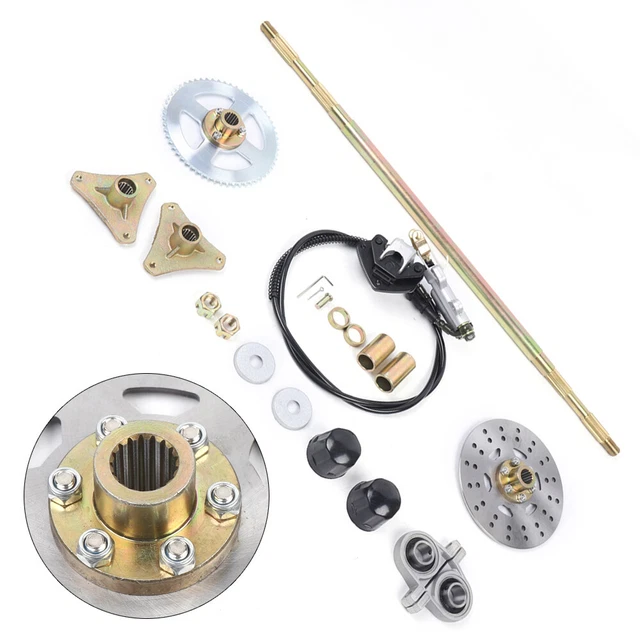 COMPLETE REAR AXLE Kit Brake Assembly &Pillow Blocks For ATV Quads