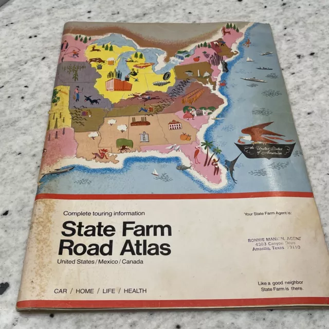 1982 Rand McNally State Farm Insurance Road Atlas United States Mexico Canada