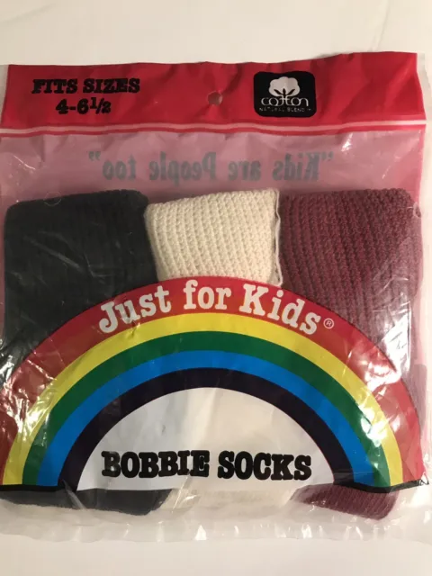 Vtg 1970s USA Just For Kids Are People Too BOBBIE SOCKS 3 Pack Size 4-6.5