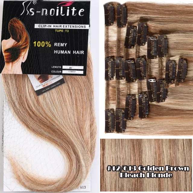 CLEARANCE 100% Real Hair Clip In Remy Human Hair Extensions Full Head 8-26In AU