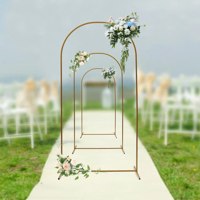 GOLD WEDDING ARCH Backdrop Stand Flower Display Frame Background Metal