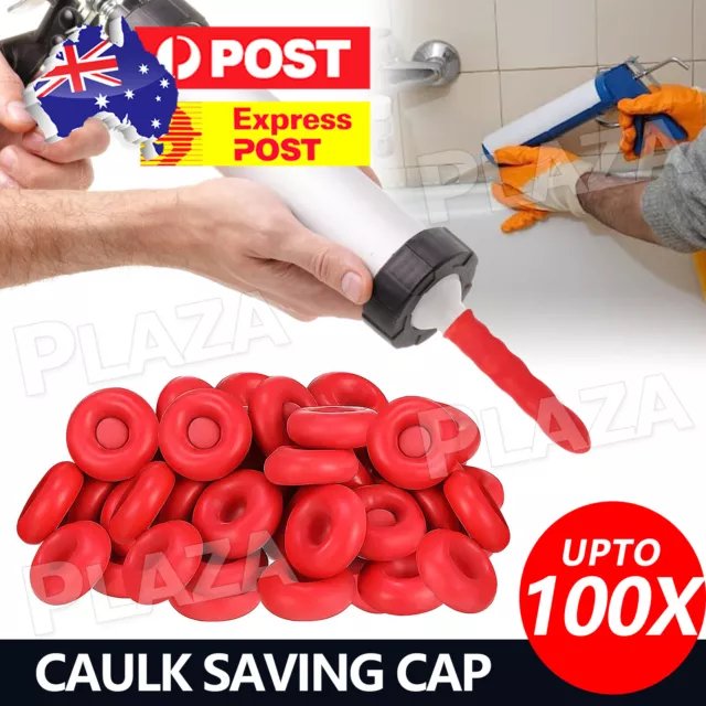 up 100x Latex Caulk Saving Cap Re-Sealable Caulking Nozzle Tube Tips Covers