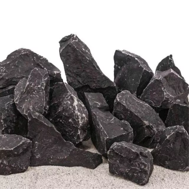 Acquario Pietre Naturali Nero Rocce Decorazione 10kg Tgl L 2,3 -2,7kg Nr.53