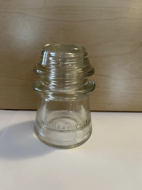 Antique Hemingray No 16 Clear Glass Telegraph Insulator Made In U.S.A. 14-48