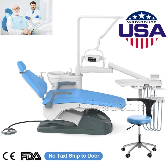 Dental Chair Hard Leather Computer Controlled DC Motor+Dentist Mobile Stool