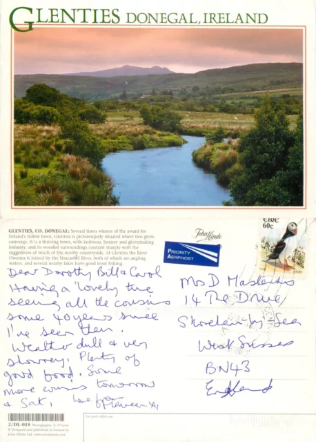 c15366  Glenties Co Donegal Ireland postcard 2004 stamp