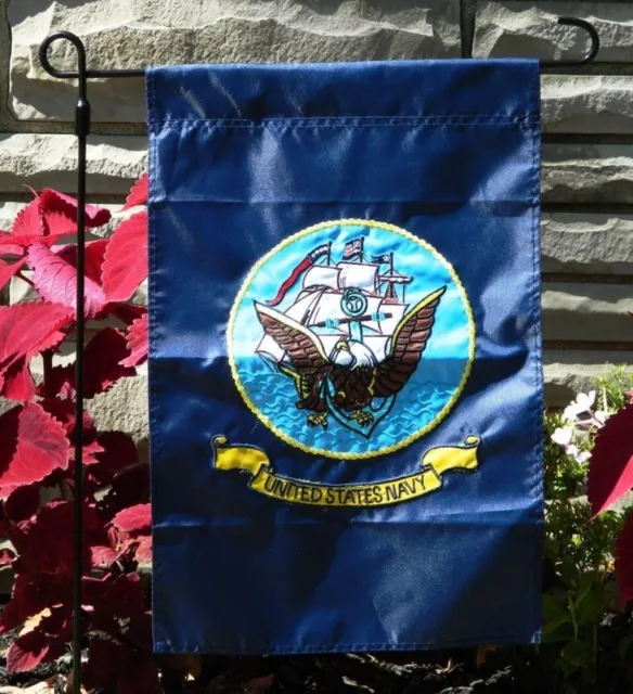 12x18 United States Navy DOUBLE SIDED Embroidered Sleeved Garden Flag Sleeve