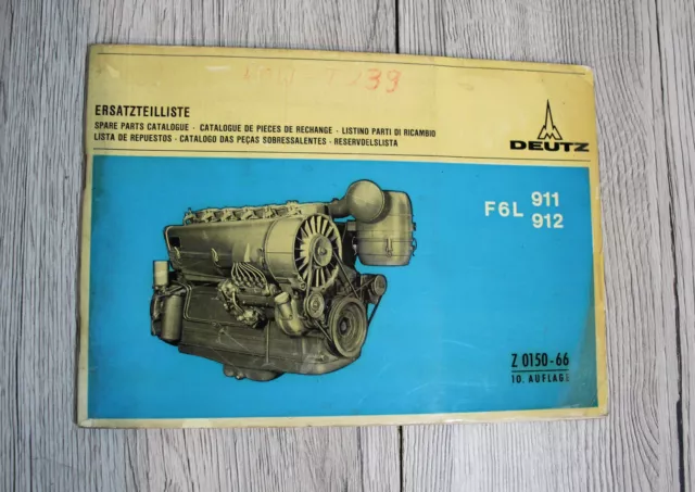 Original Deutz Ersatzteilliste Motor F6L911 F6L912