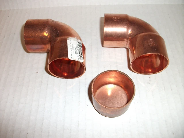 (2) 1-1/2" Copper Elbows + (1) 1-1/2" Copper Cap