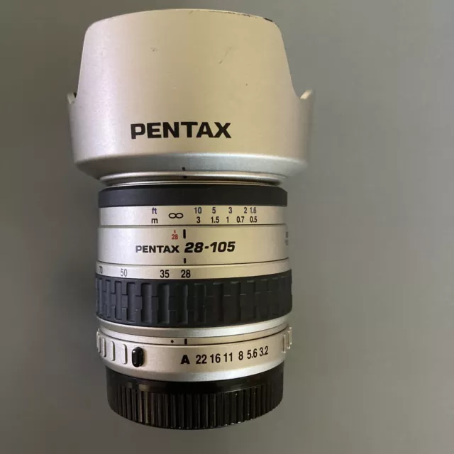 Pentax SMC FA 28-105mm f3.2-4.5 IF AL compact zoom lens, hood + Caps