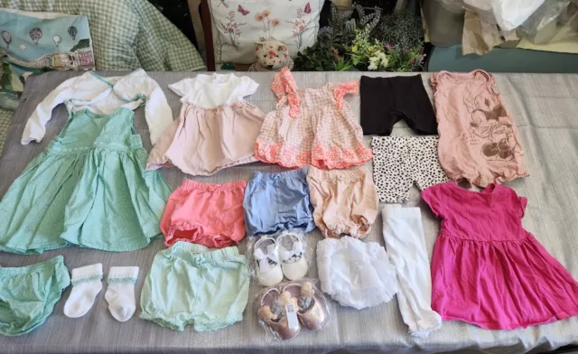 Baby Girls age 3-6 months clothes bundle 18 items inc new shoes Summer