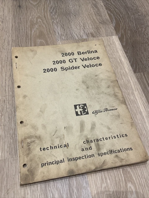 Alfa Romeo 2000 Berlina GT & Spider Veloce 1971 manuale tecnico e di controllo