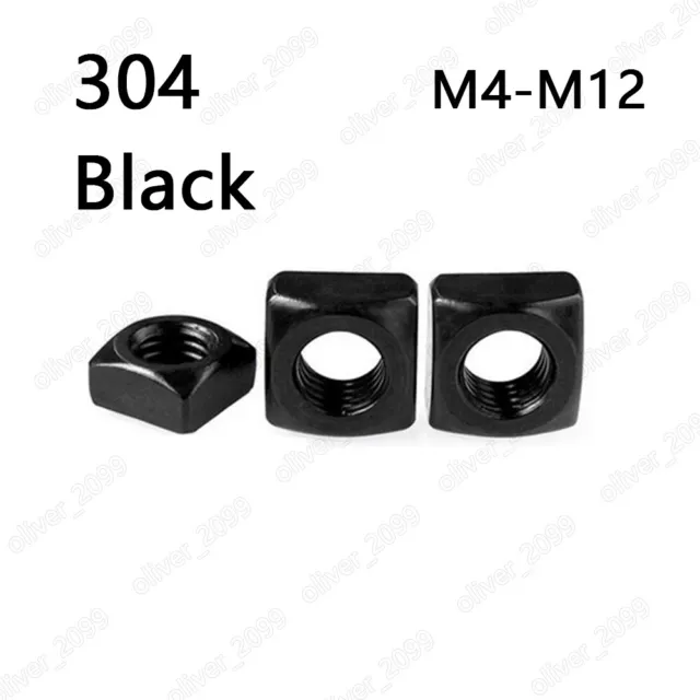 Black 304 Stainless Steel Square Nuts DIN557 M4 M5 M6 M8 M10 M12