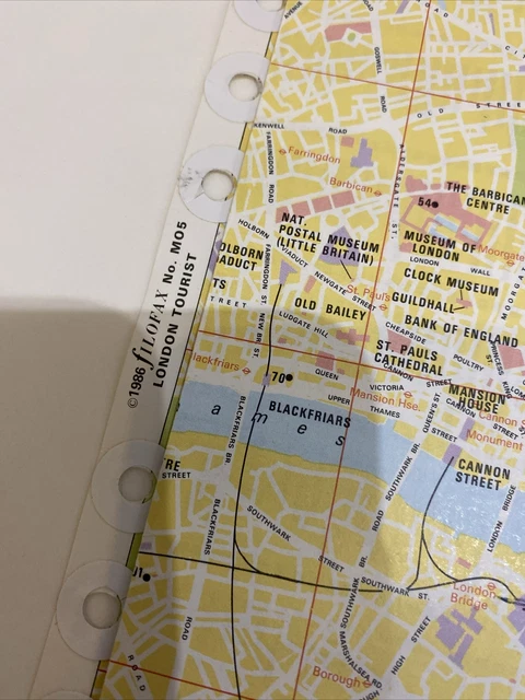 Filofax Map Insert FILOFAX/ORGANISER-VERY RARE VINTAGE 1986 M05 London Tourist Map ...