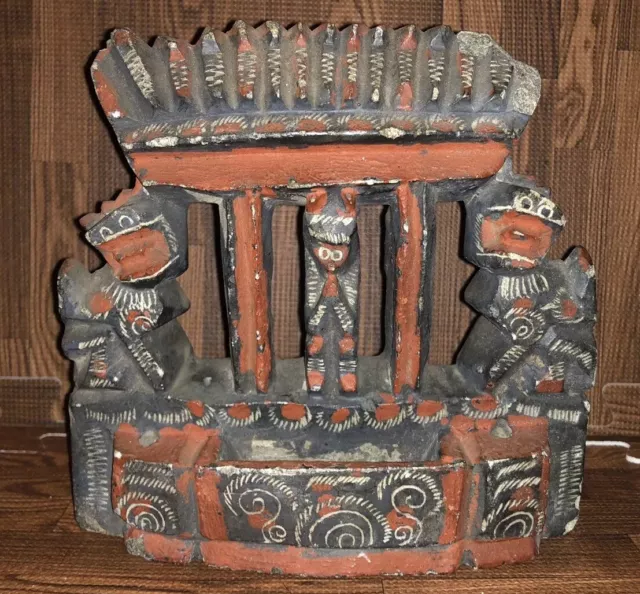 Antique Late 19th Century Primitive Asian Carved Stone Portable Shrine Altar