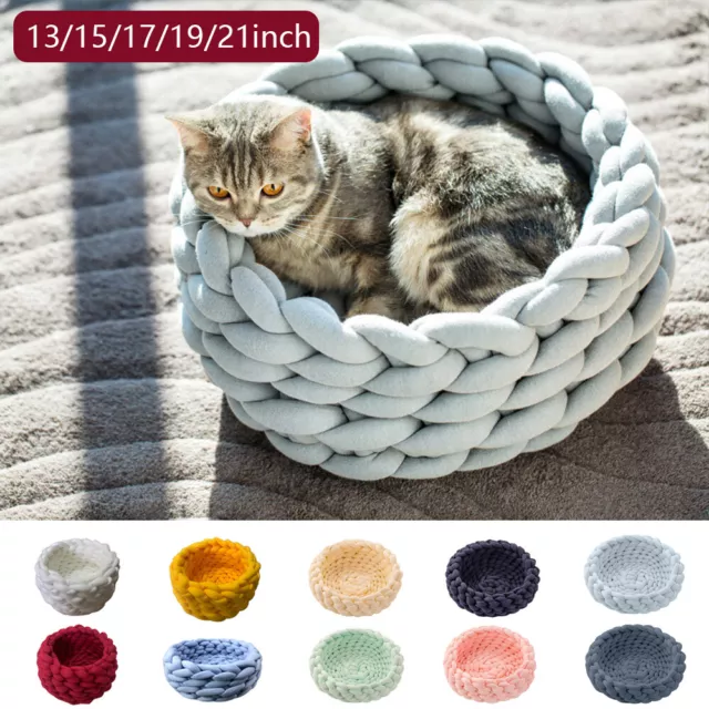 Fluffy Donut Pet Cat Dog Bed Warm Soft Bed Round Marshmallow Cat Bed Sleeping