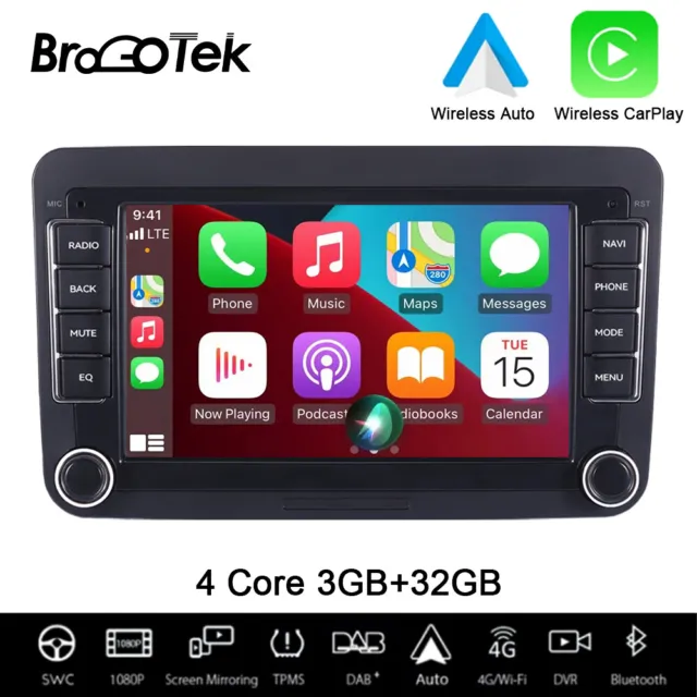 For VW GOLF MK5 MK6 7" Apple Carplay Car Stereo Radio Android 13 Auto GPS WiFi